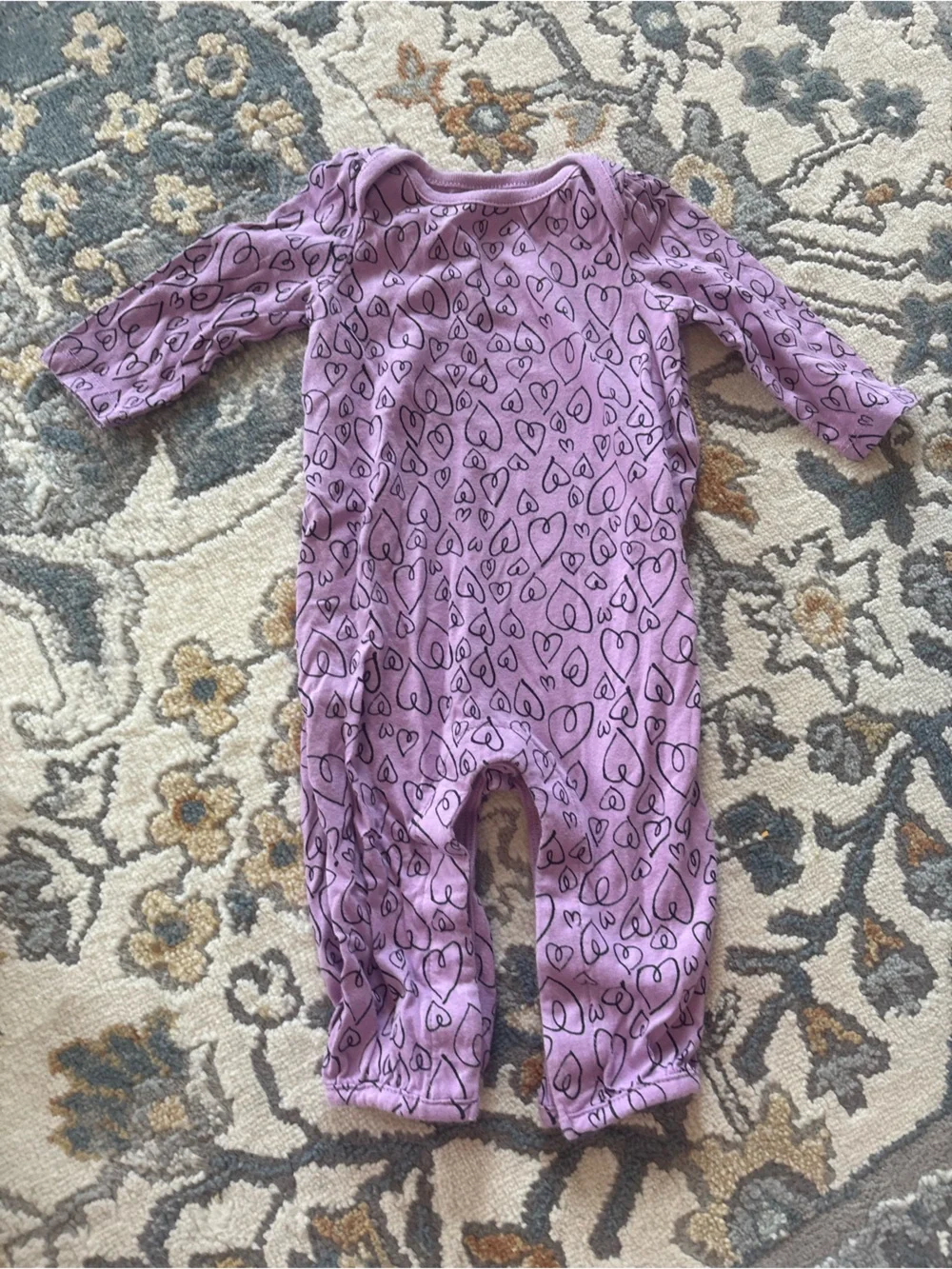 GAP Purple Heart-Print One-Piece Pajamas